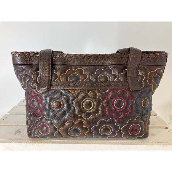 BRIGHTON D757287 BROWN LEATHER MULITI FLORAL SHOULDER BAG - Picture 4 of 16